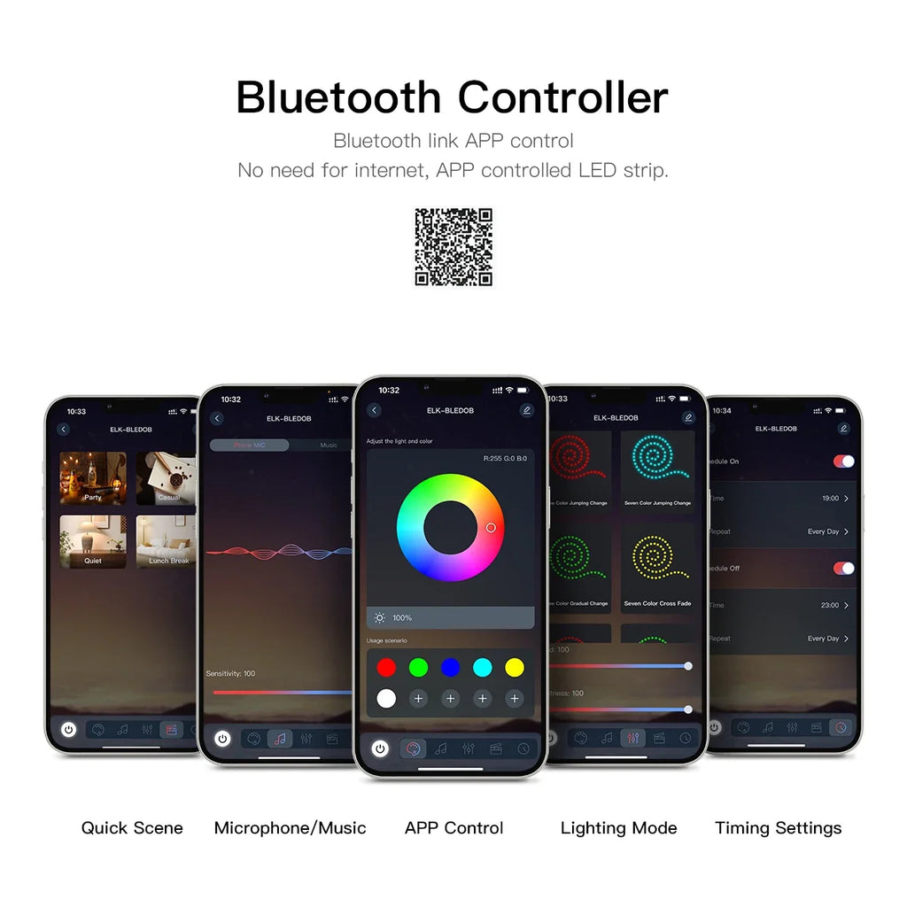 Creative USB 5V LED RGB Strip Light Dimmable APP Control Wireless Bluetooth With Remote Controller Bedroom Mirror Computer Decor