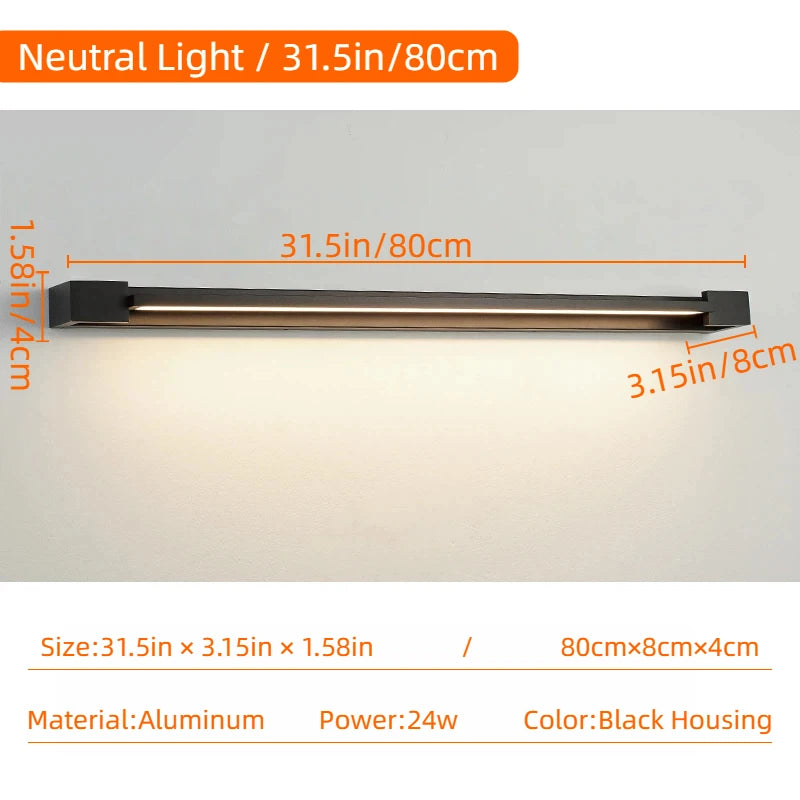 Latest 2026 Rotatable Adjustable LED Wall Lamp,IP65 Aluminum Long Strip Sconce for Bedroom Computer Room Villa Store Interior