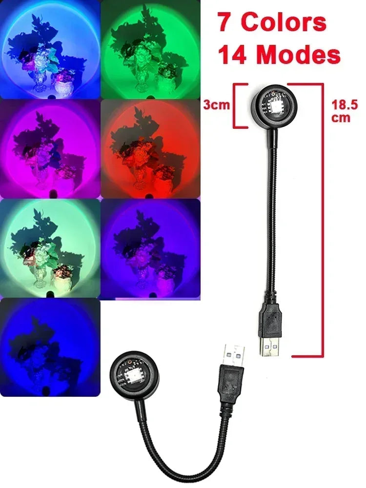 Led USB Sunset Lamp Projector Home Party Decor Night Light Atmosphere Neon Lights For Bedroom Living Room Wall Photography