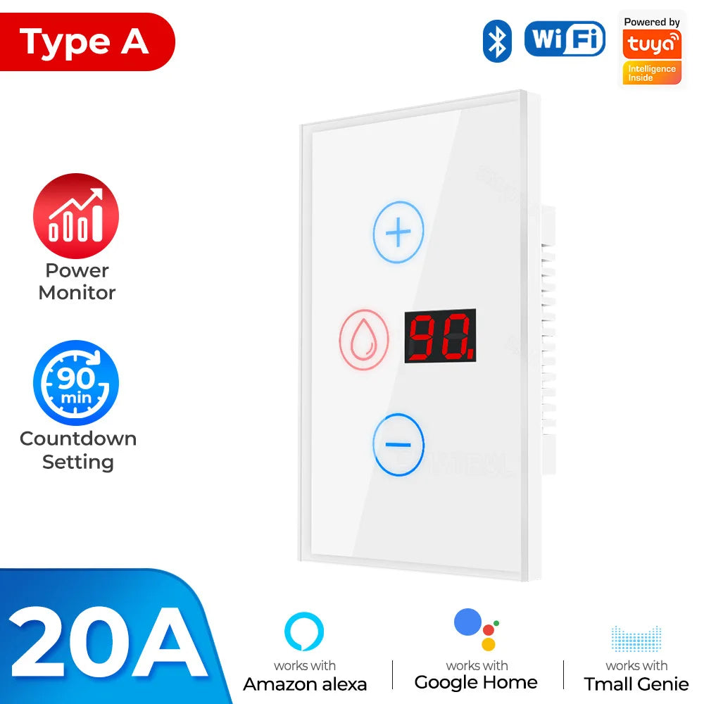 Tuya EU US WiFi/zigbee Smart Water Heater Boiler Switch With Power Monitor Smart Life Control Works With Alexa Alice Google Home