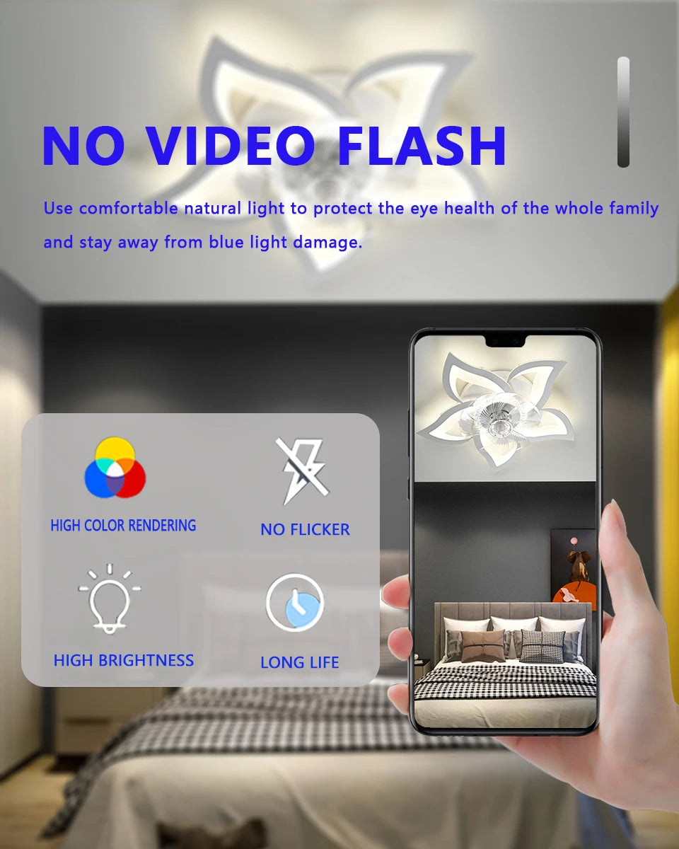IRALAN Ceiling Fans With Lights Smart Switch Modern Led Ceiling Fan Lamp Minimalist For Living Room Bedroom Home Decor Fan Lamp