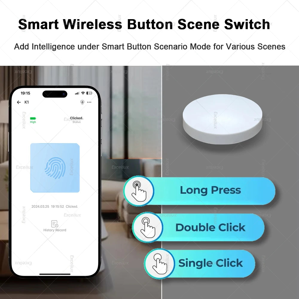 Ewelink Zigbee Smart Push Button Wireless Switch Battery Powered Remote Control Automation Scenario Switch work with Zigbee2MQTT