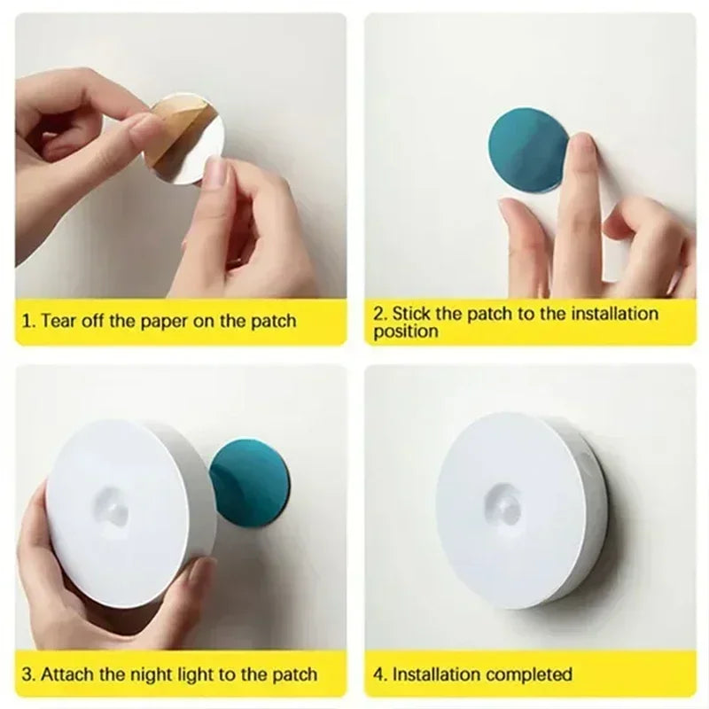 Motion Sensor Puck Lights LED Wireless USB Rechargeable Operated Under Cabinet Lighting on Shelf Display Closet Counter Light