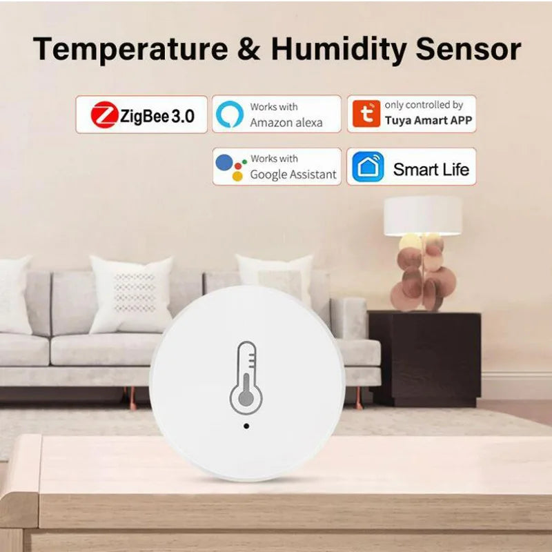 IHSENO Real Time Tuya Smart Life Zigbee Temperature And Humidity Sensor Thermometer Monitor Work for Alexa Google Home Assistant