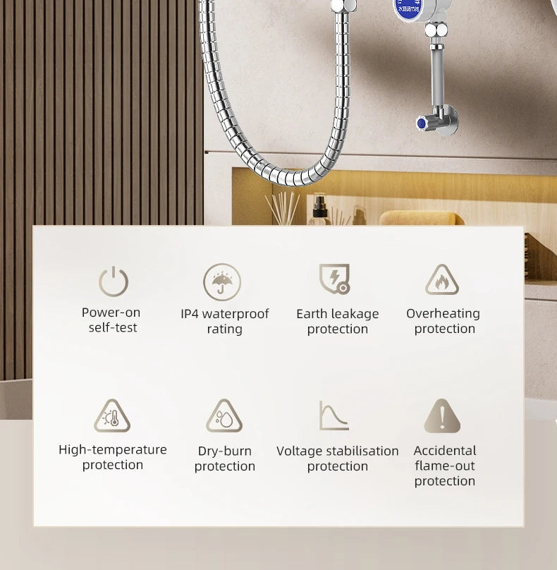 Smart Inverter Electric Water Heater Instant Water Heater Fast Heating Shower Instant Heating Water Heater LED Touch Controls