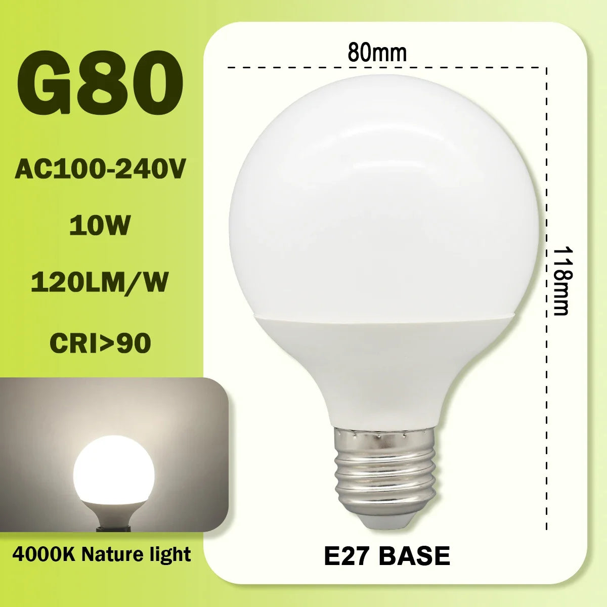 Energy Saving LED Bulb G80 G95 G120 Global Light Lamp E27 Bubble Ball Bulb 3PCS Pack RA90 White Warm White LED 110V 220V