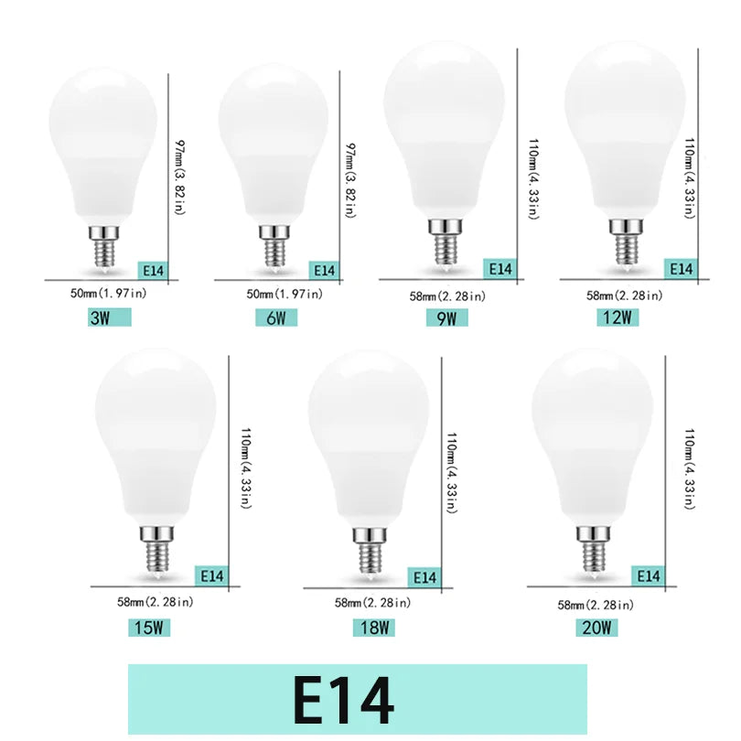 8PCS LED Bulb E27 B22 E14 AC220/110V 3W 6W 9W 12W 15W 18W Brightness and Low Energy Consumption Living Room Home LED Light Bulbs