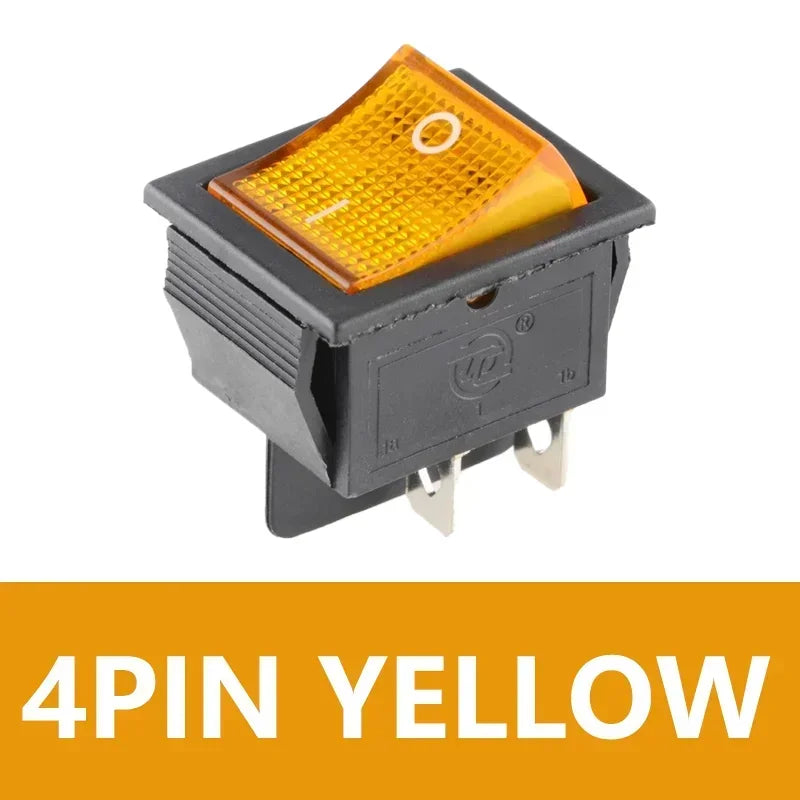 5/20Pcs KCD4 Snap-in Switch AC Power Switch ON OFF 16A 250V Rocker Switch 4/6Pin Toggle Switches with Led Light kcd4 25x31mm