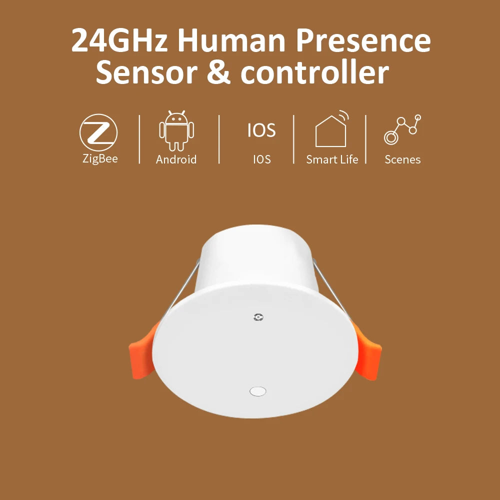 Tuya Zigbee Pir 24GHz Human Presence Sensor and Controller Millimeter Wave Smart Home Motion Sensor Luminance Smart On/Off