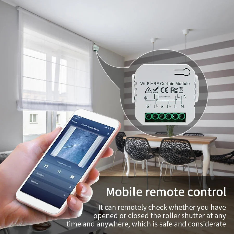 Wifi Smart Switch with RF 433Mhz Remote Tuya Smart Life Alexa Google App Voice Control Roller Blinds Shutters Projector Screen