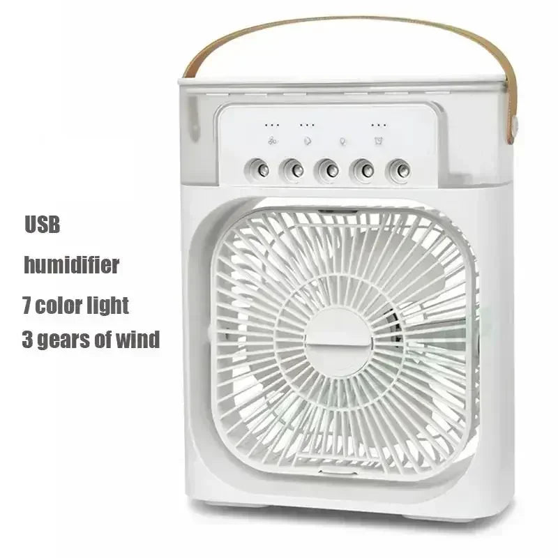 New 3 In 1 Mini Air Cooler LED Night Light Humidifier Portable Cooling Device Home Office Desktop Refreshing Household Appliance