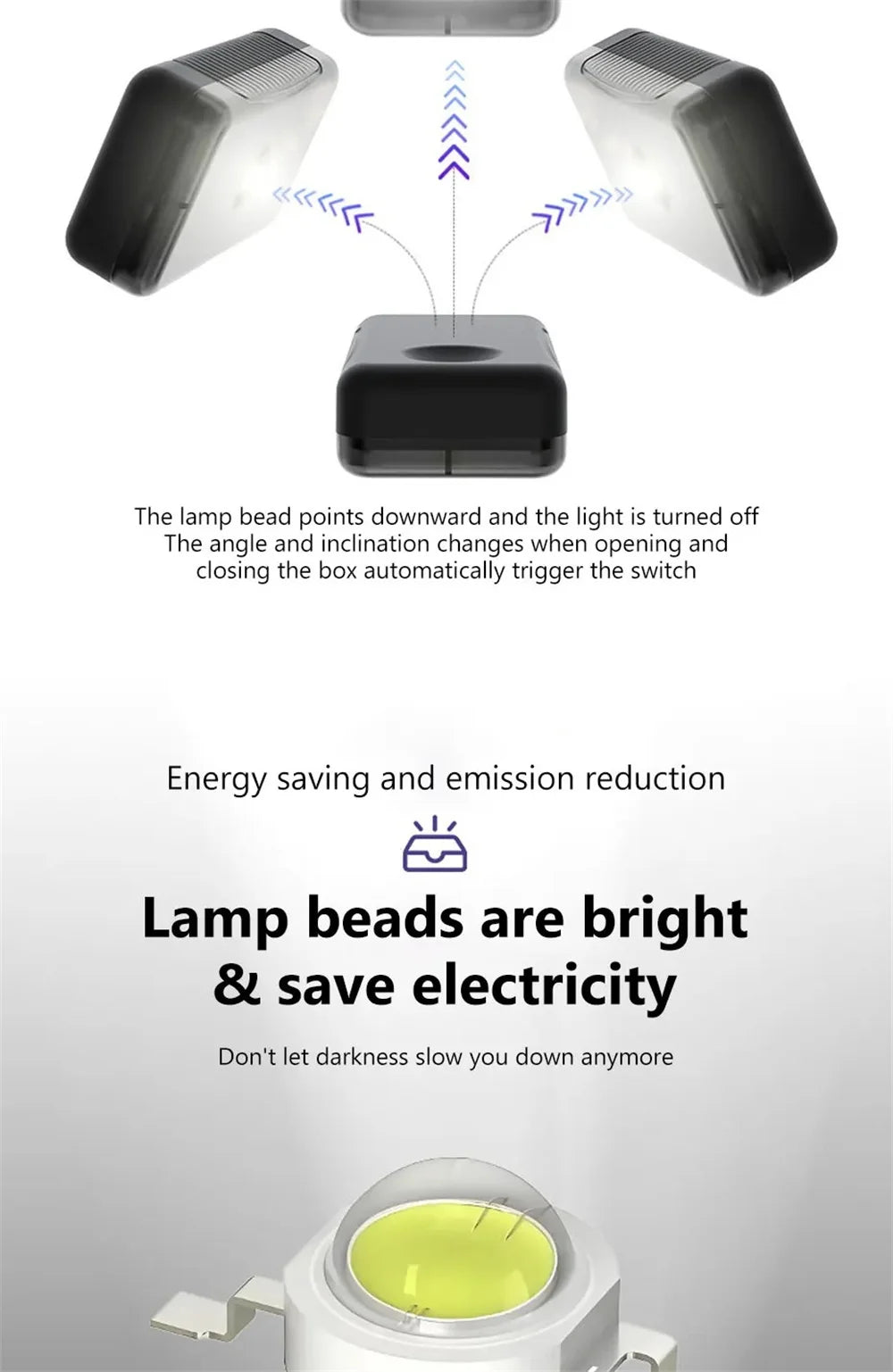 Motorcycle Locomotive Box Sensor Light LED Tail Box Anti-Collision Lamp Convenient Outdoor Fishing Camping Night Light ﻿