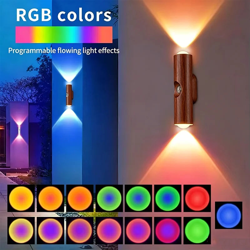 Smart RGB Gradient Night Light Magnetic Motion Sensor Rechargeable Wall Lamp for Bedroom Bathroom Closet Garden Home Decor