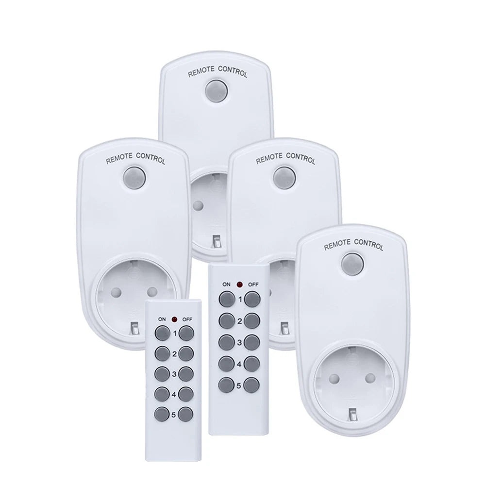 Wireless Smart Remote Control Socket Plug Power Outlet Light Switch Plug Socket Power Outlet Socket EU Plug with Remote Control