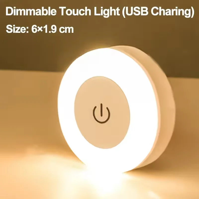 Min Energy Saving Led Touch Sensor Night Lights USB Rechargeable Magnetic Wall Light Room Aisle Bedroom Portable Night Lamp
