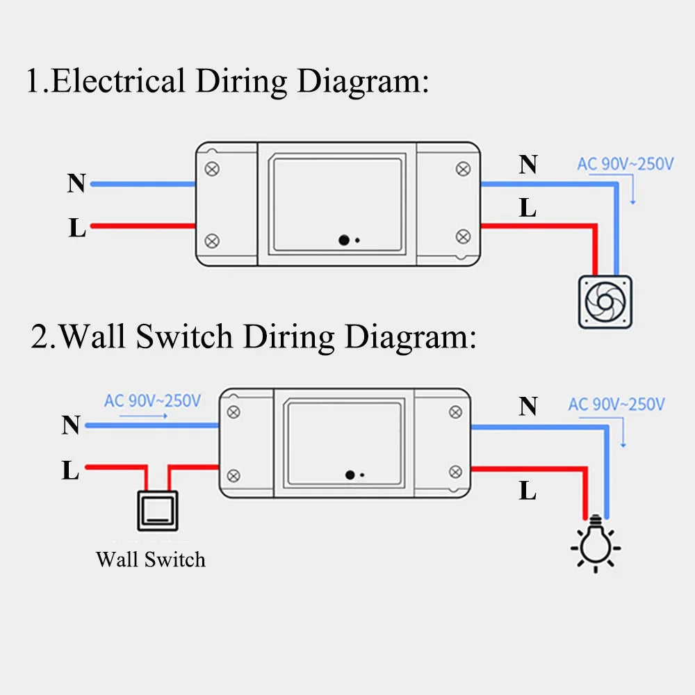 10A WiFi Smart Switch Smart Home Wireless Control Switch Relay Breaker Remote Control Support Tuya Alexa Google Home Ewelink