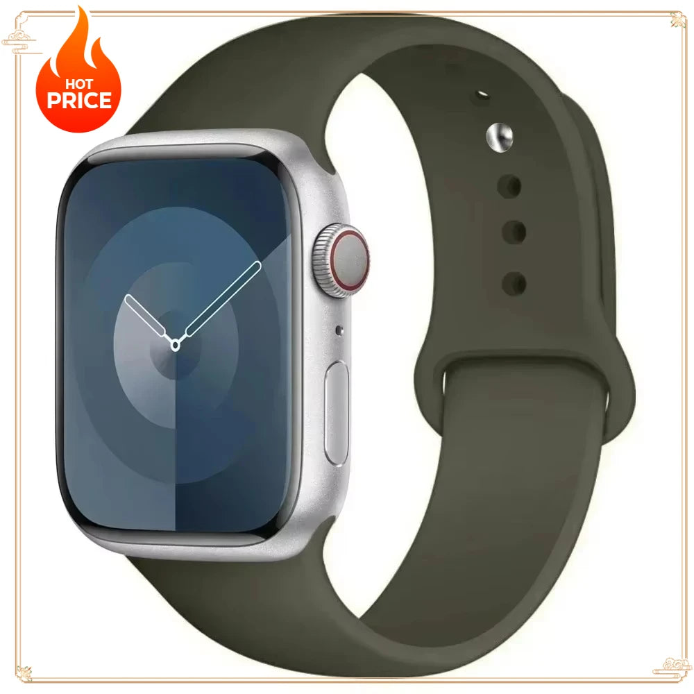 Original Silicone Strap for Apple Watch Band 38/40/41/42/44/45/46MM 49mm Bracelet for Iwatch Serie 10 9 7 4 5 6 8 SE Ultra 2 3