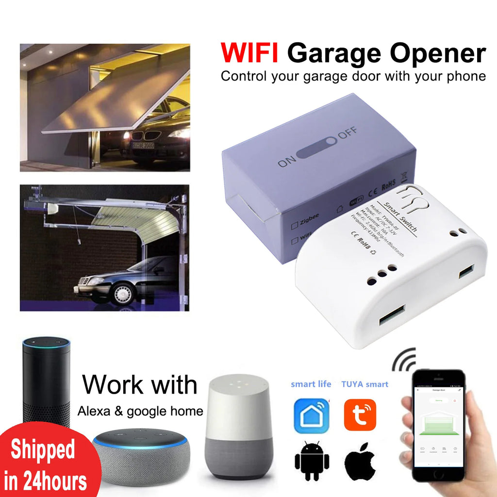 Tuya WiFi Smart Garage Door Opener Switch Sliding Gate Controller Work With Alexa Echo Google Home SmartLife APP Remote Control