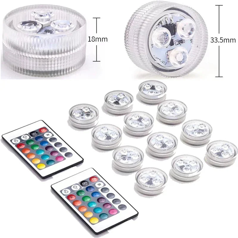 1-8 Pack Submersible LED Lights Waterproof Pool Light Underwater with 16 Colors, Remote Control for Aquarium,Vase, Bath,Hot Tub
