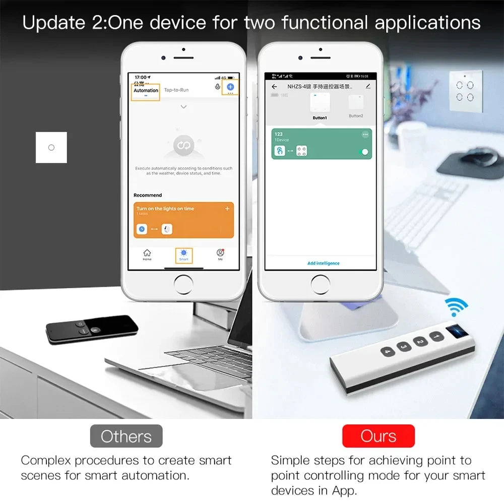 Tuya Smart Home ZigBee Remote Control 4-Channel Universal Scene Switch with 4 Buttons for Smart Life Devices
