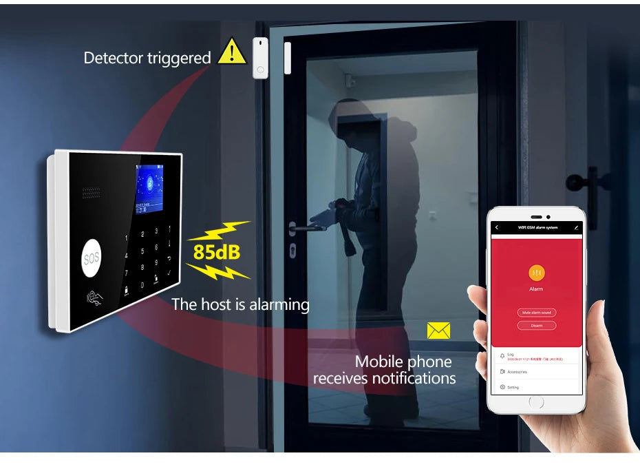 KERUI G30 Alarm System for Home WIFI GSM Security Alarm Panel with Temperature and Humidity Display Work Alexa Tuya Smart App