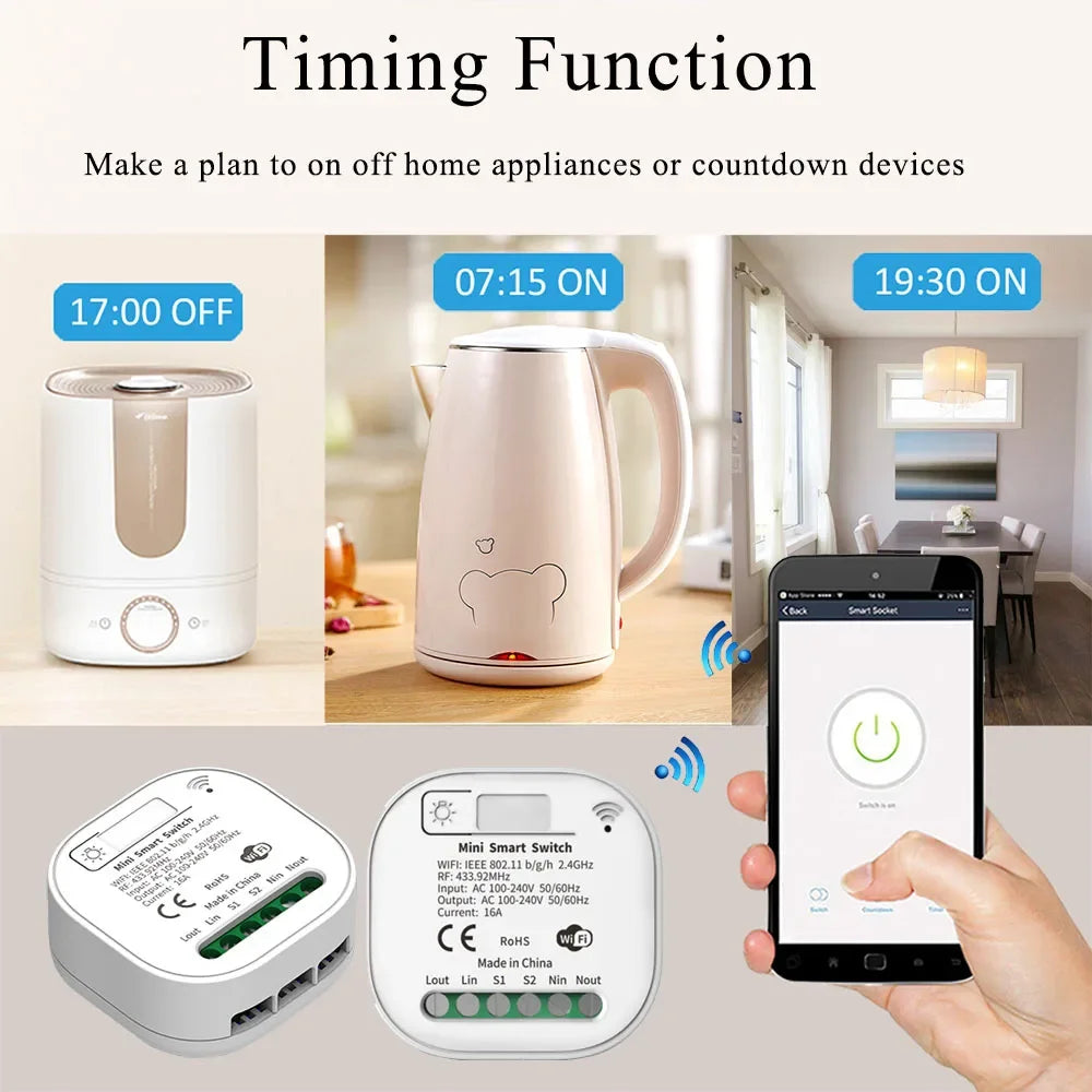TUYA ALEXA Self-powered Wireless Wall Switch No Battery Required 86Type RF433Mhz Waterproof Switch AC110V 220V for home light