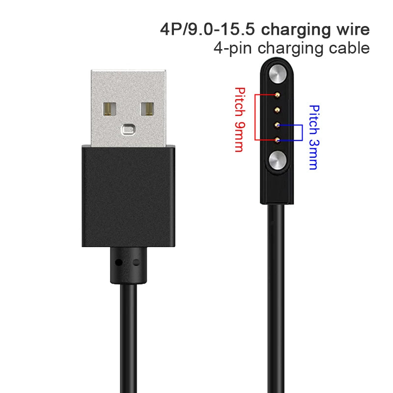 2 Pin Strong Magnetic USB Charge Cable Black/White Universal Smart Watch Charging Line Cord Rope Compatible With Various Devices