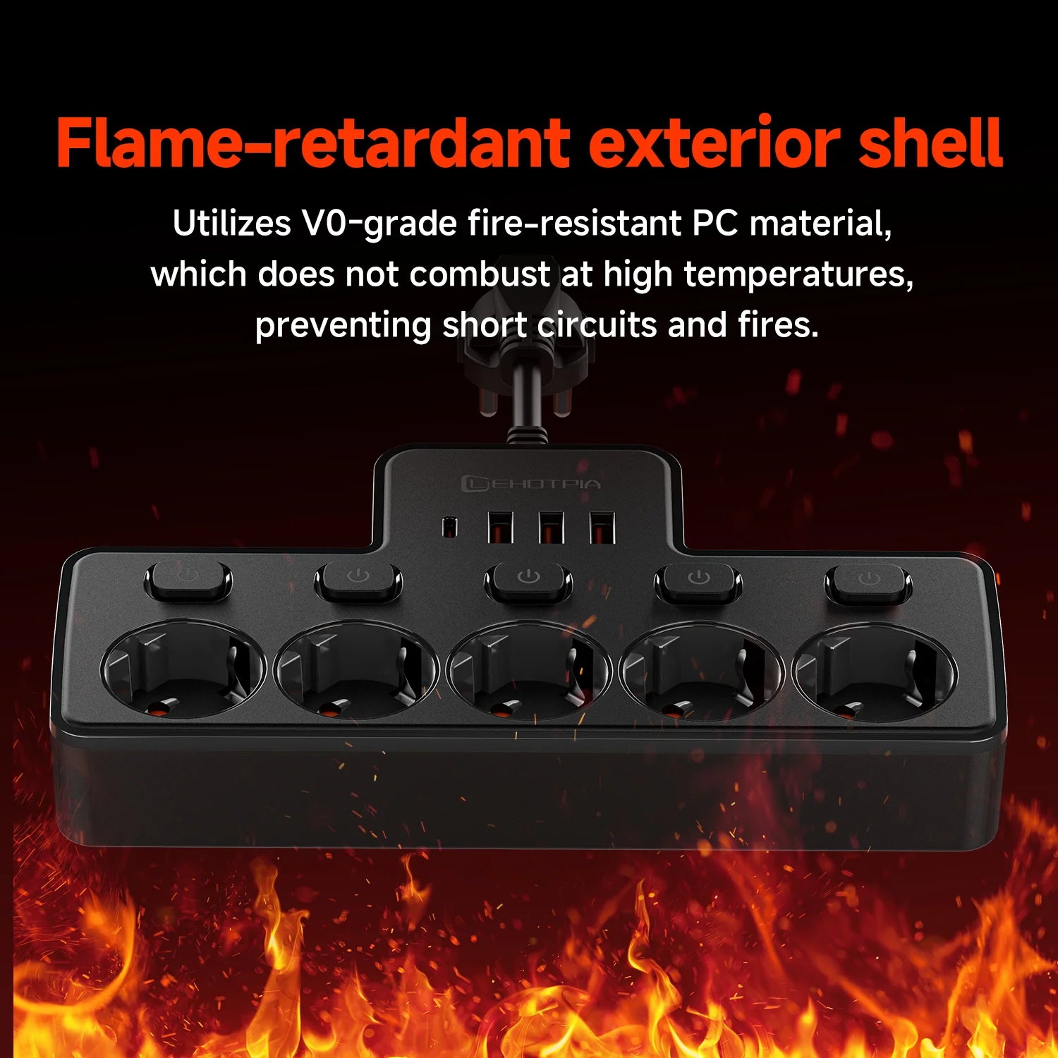 2500W EU AC Plug Power Strip Independent Switch Wall Mounted European Standard Plug Socket Network Filter With USB C Charging