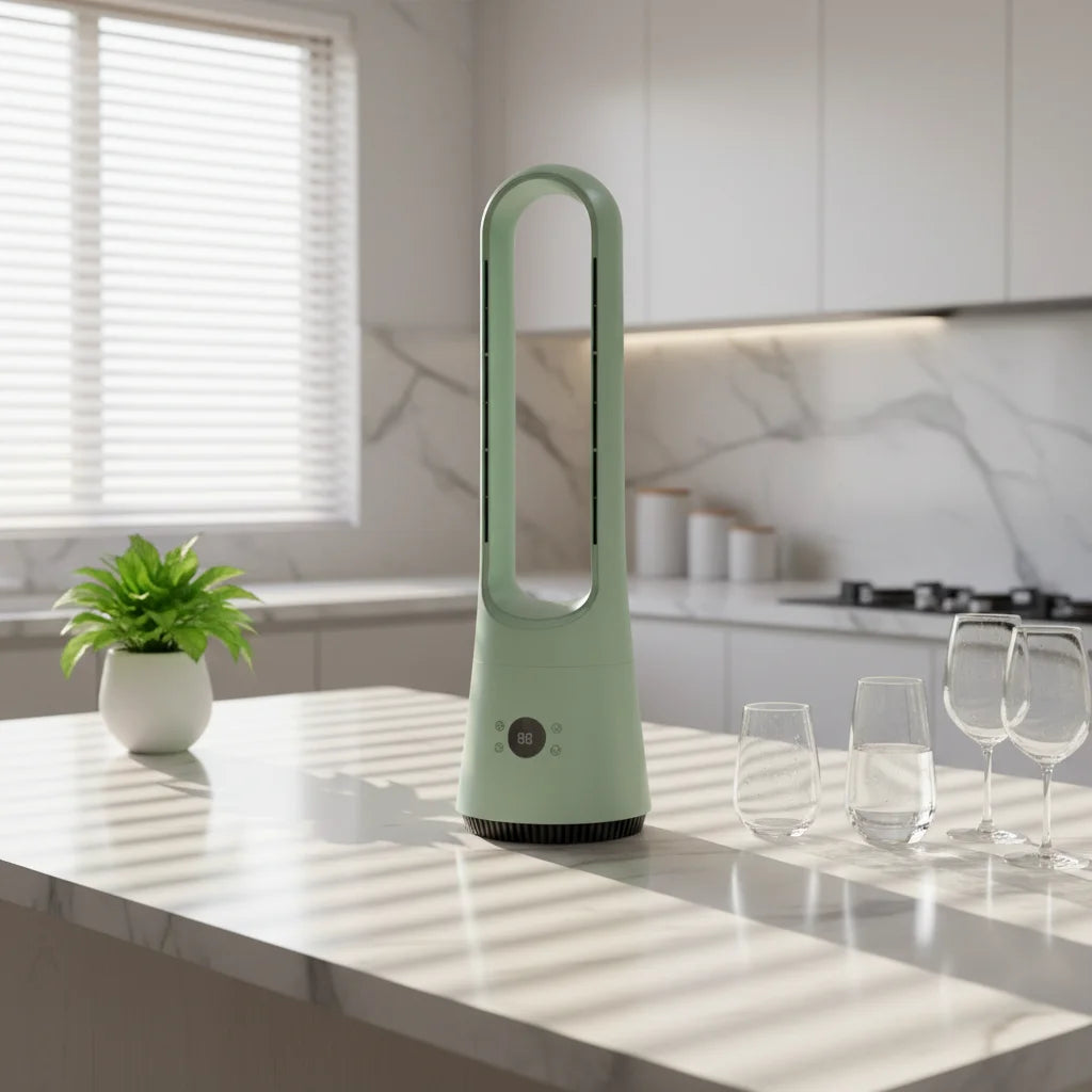 Smart Portable  Bladeless Tower Fan Digital Control Quiet Oscillating with Low Noise for Home Bedroom Office