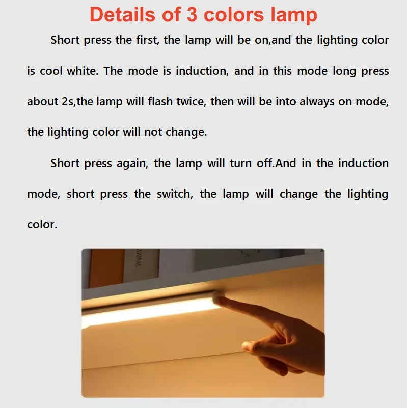 LED Motion Sensor Strip Light Wireless Sensor Night Light USB Rechargeable Detector Light Wall Lamp Kitchen Cabinet and Storage
