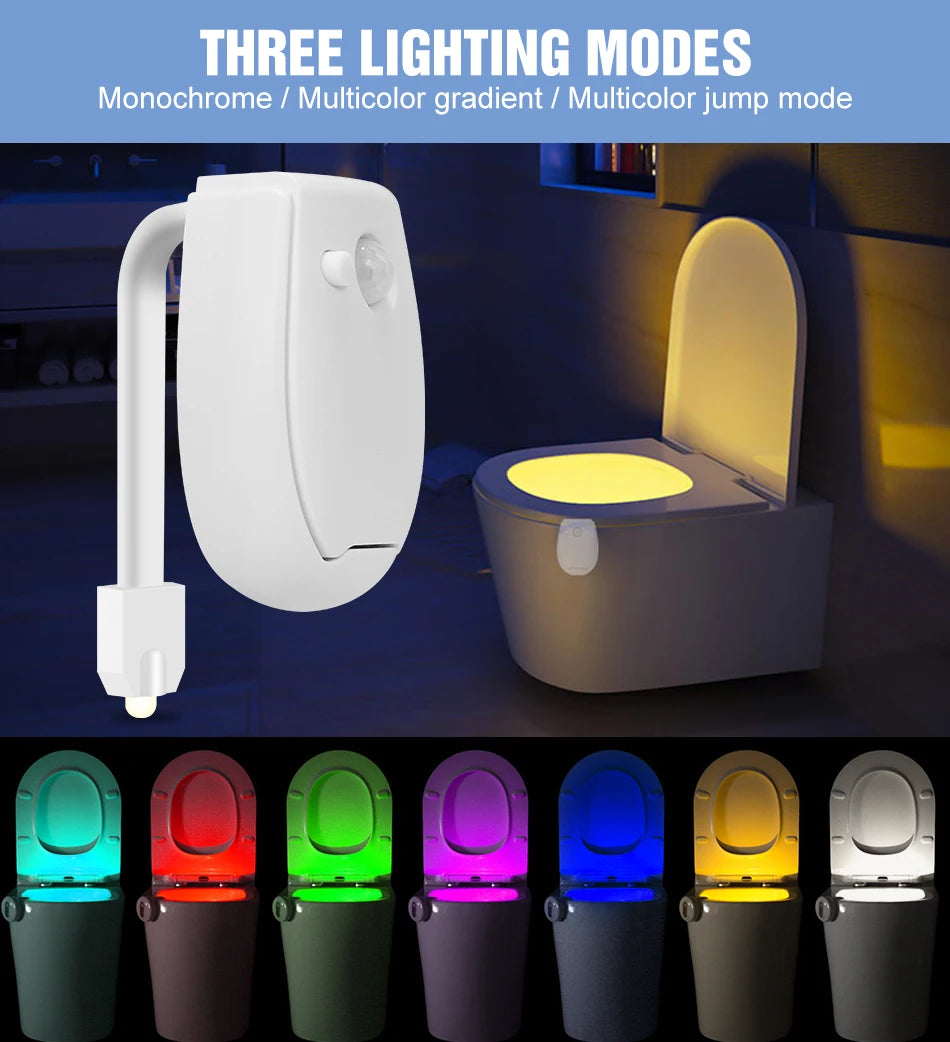 RGB LED Toilet Bowl Lamp PIR Smart Motion Sensor Night Lights AAA Battery Powered For Washroom Bathroom WC Toilet Seat Backlight