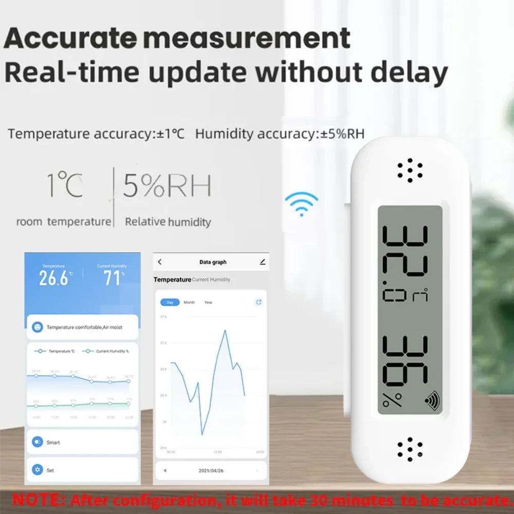 Tuya WiFi Temperature Humidity Sensor For Smart Home Thermometer Hygrometer APP Remote Control Work with Yandex SmartLife Alexa
