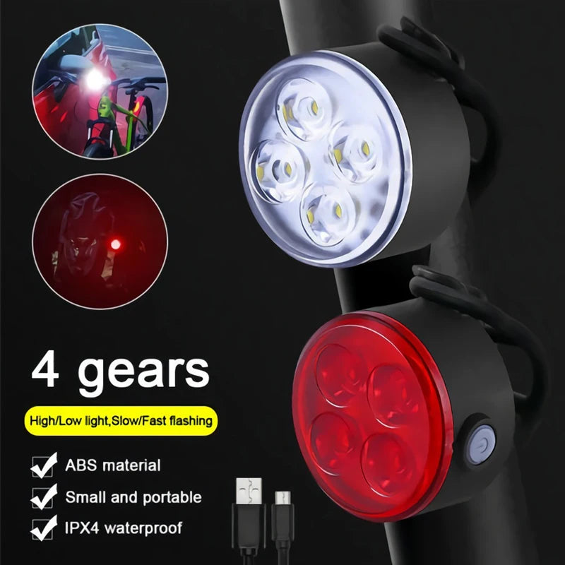 BUCKLOS Bike Light Set Rechargeable Rear Light Front Lamp Waterproof Riding Headlight USB MTB Taillight Led 1PC Cycling Parts