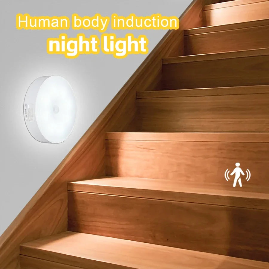 LED Human Body Induction Night Light 8LEDs USB Charging Smart Sensor Lamp Bedside Bedroom Home Corridor Lighting Mini Wall Lamp