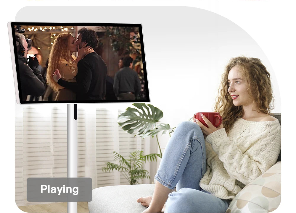 24 Inch Smart Home Fitness Entertainment Movable Charging Screen Built in Dual Speaker High-Definition Camera Smart TV