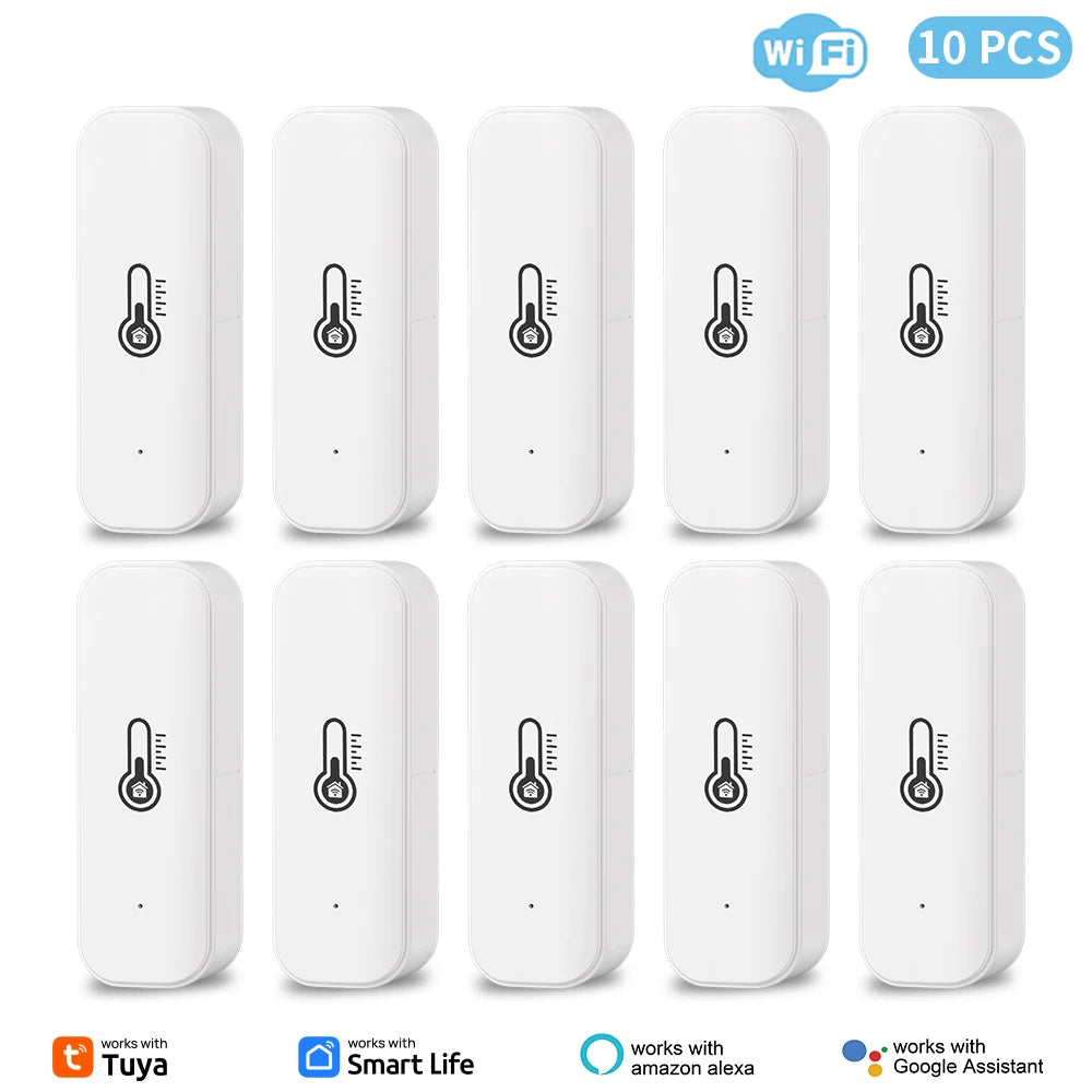 1~10PCS Tuya WiFi Temperature and Humidity Sensor Remote Monitor For Smart Home Work with Alexa Google Assistant