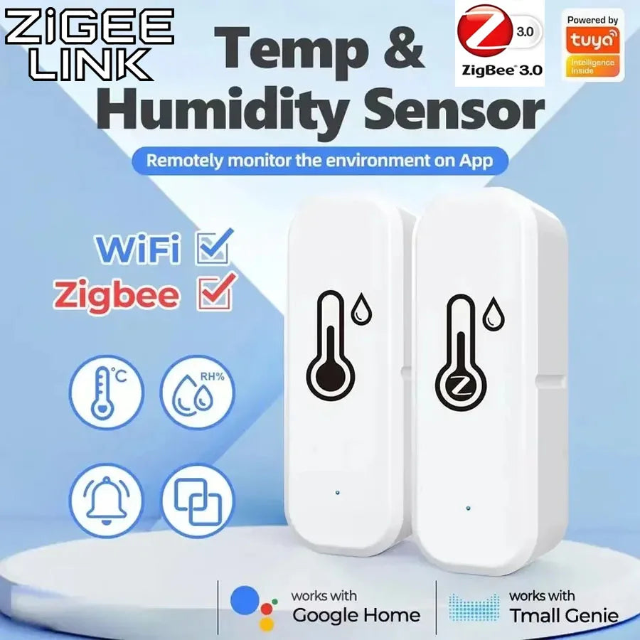 Powered by Tuya Thermometer Zigbee 3.0/Wifi Smart Temperature Humidity Sensor APP Smart Home Security Work With Google Home