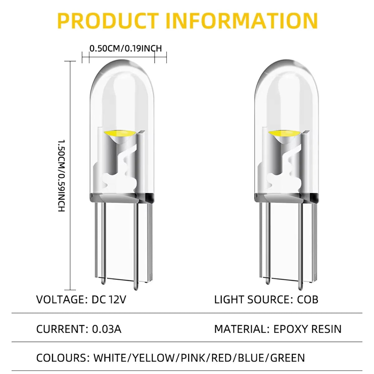 10pcs T5 PC74 B8.5 Led W3W Car Interior Light Dashboard Warming Indicator COB Chip Canbus Auto Instrument Light Wedge Gauge Bulb
