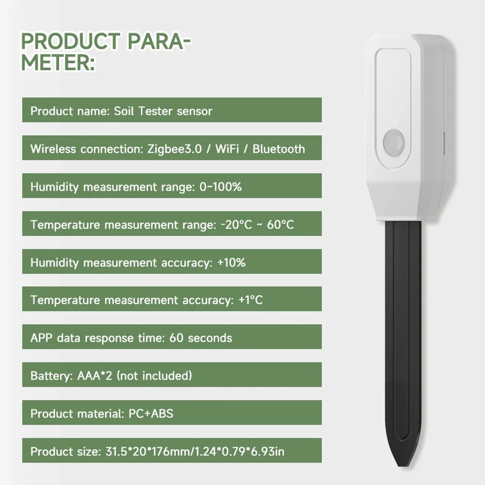 Tuya WiFi Soil Moisture Meter Temperature Humidity Sensor Garden Plant Monitor for Automatic Watering Smart Life App Control