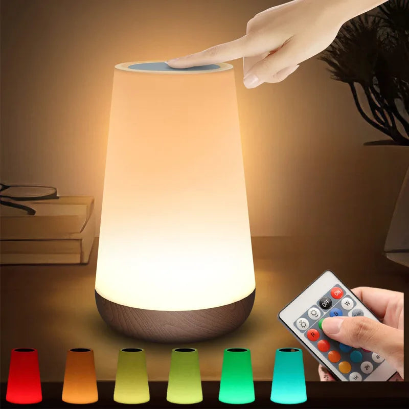 USB Touch Control LED Night Light 13 Colors Changing Dimmable Bedside Table Lamp with Remote for Bedroom Camping Reading Decor