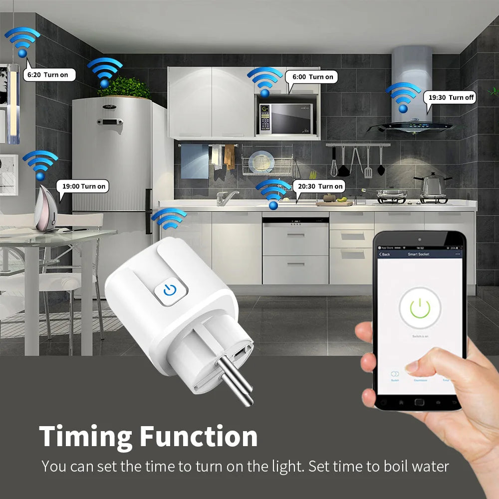 Tuya Zigbee Smart Plug 20A EU Smart Socket With Power Monitoring Timing Function Voice Control Via Alexa Google Home Yandex