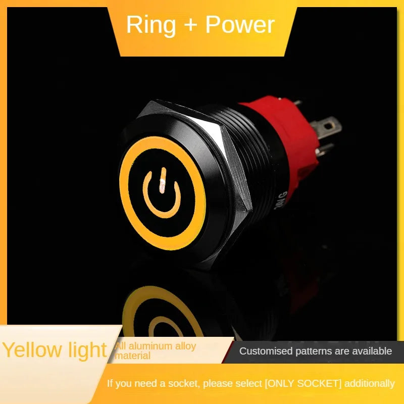 16/19/22mm Latching Push Button Switch 12/24/220V On Off BLack with LED  for with Wire Socket Plug Self-Locking/Self-reset power