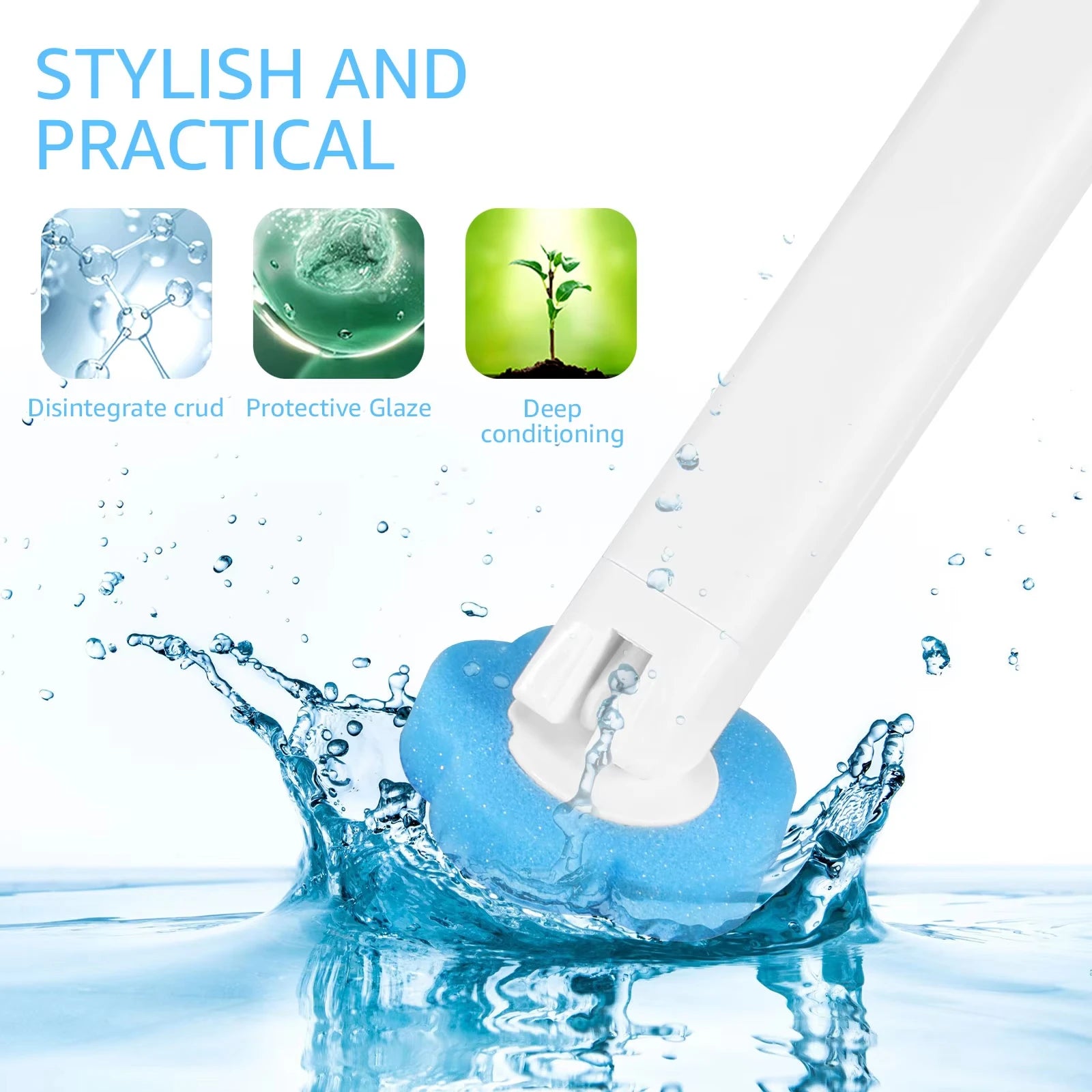 Upgrade Toilet Brush Kit with Disposable Replacement Heads, Long-Handle Hygienic Bathroom Cleaning Brush for Home WC Accessories