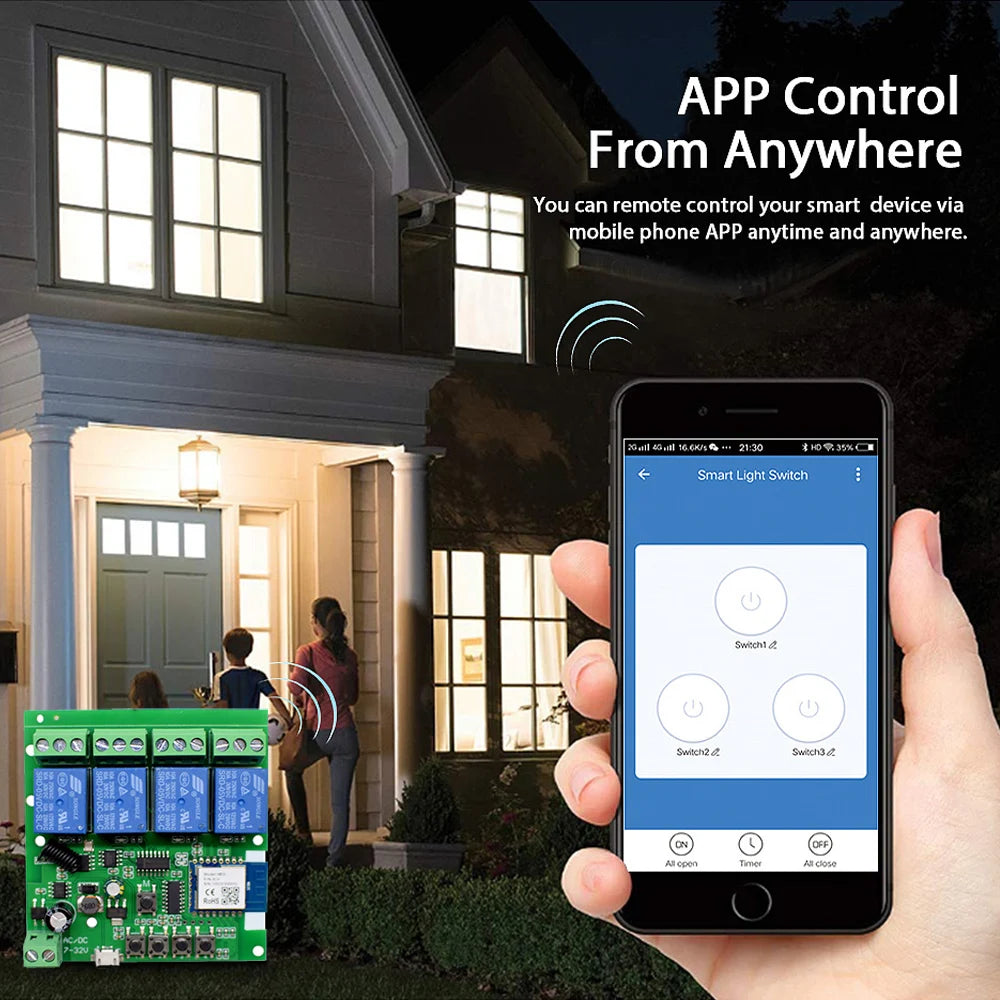 Tuya Smart Wifi Switch Module 12V 32V 220V RF 433 Radio Remote Control 1/2/4 Channels Relay for Alexa Google Home Smart Life