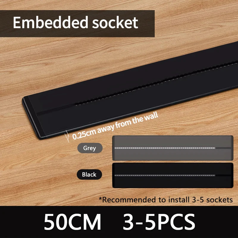Removable Power Track Rail Socket UK/EU/UN/US/Universal US/USB Type-C Wall Mounted/Embedded Socket Kitchen Bathroom Socket