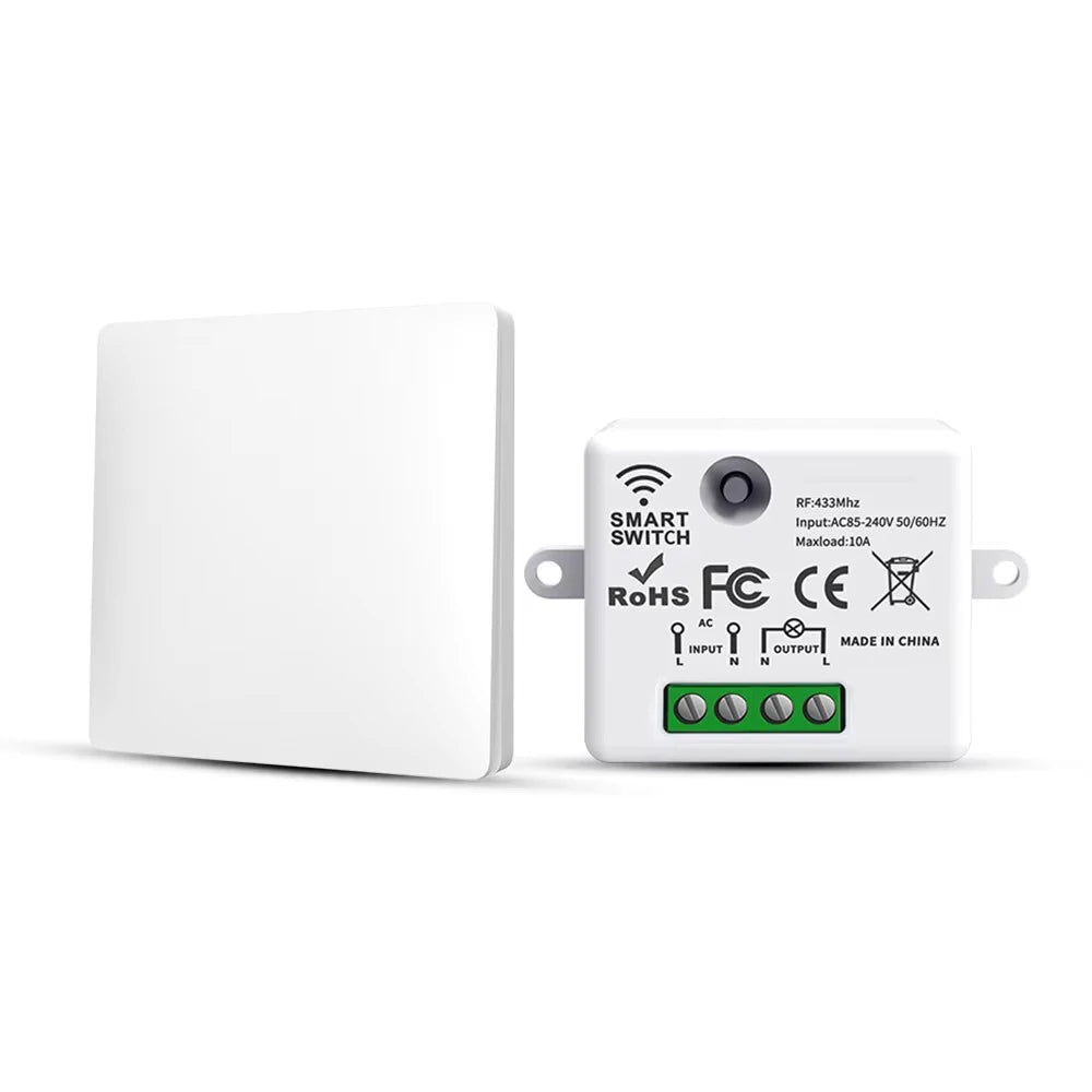 RF433 Self-Powered Wireless Light Switch, Kinetic Energy No Battery,Long Range Wall-Penetrating Signal, Easy Retrofit for Home