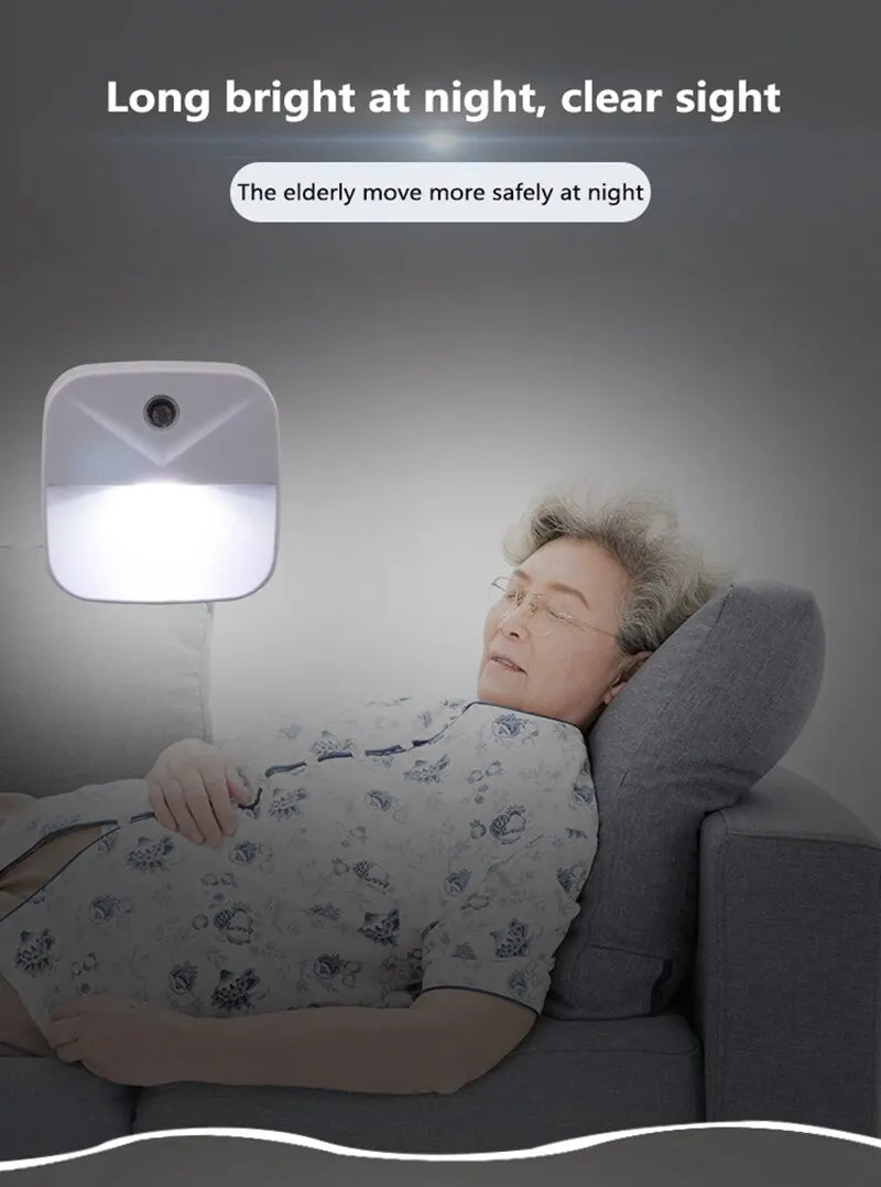 LED Night Light, EU Plug-in Smart Wireless Light Control Sensor Light, 220V Wall Light For Home Corridors, Bathrooms, Hallways