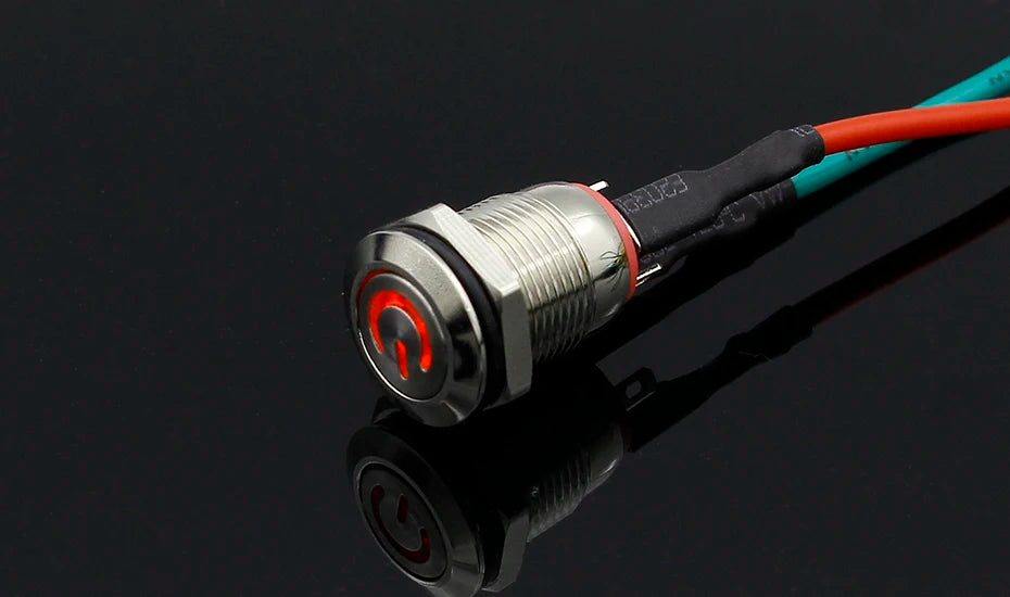 1PC 12mm 3V 5V 12V 220V Angel Eye Aluminum Metal LED Power Push Button Switch Self-reset Metal Switch Normally Open