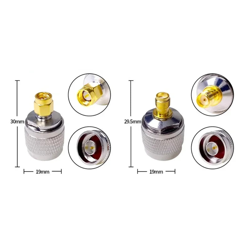 2Pcs Copper SMA Female Jack to UHF PL259 SO239 TNC N Male Female RF Coax Coaxial Straight Connector Converter