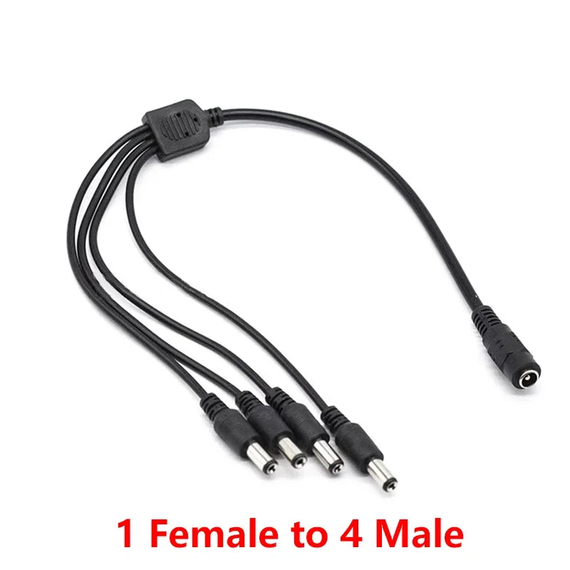 5.5*2.1mm 1 To 2/3/4/5/6/8 Way DC Power Splitter Cable 12V Power Adapter Connector Cord for LED Strip Lights CCTV Camera